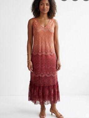 Vintage April Cornell Boho Inspired Lace Overlay Dress